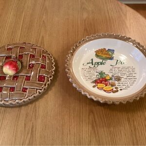 Covered Apple Pie Plate With Recipe Ceramic Baking Thanksgiving
Holidays 11"